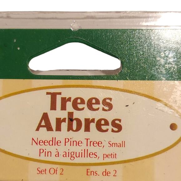 LEMAX B Needle Pine Tree #440834 Set of Two (2) 4" Train Flocked NOS Green 1994 - Picture 9 of 11